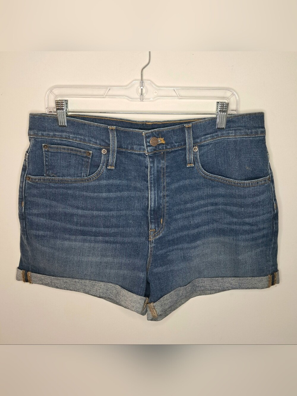 J. Crew Women's High Rise Cuffed Classic Cotton Denim Shorts Size 30